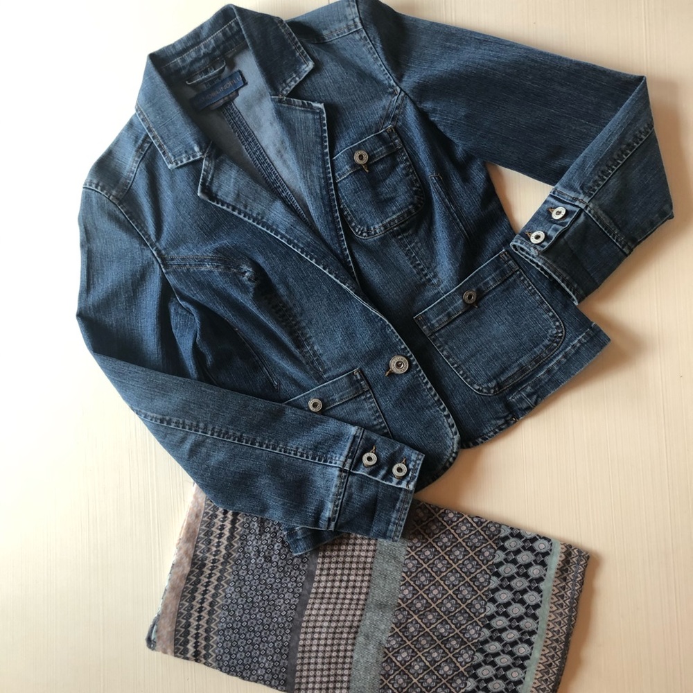 Fitted Denim Blazer/Jacket, Size Small